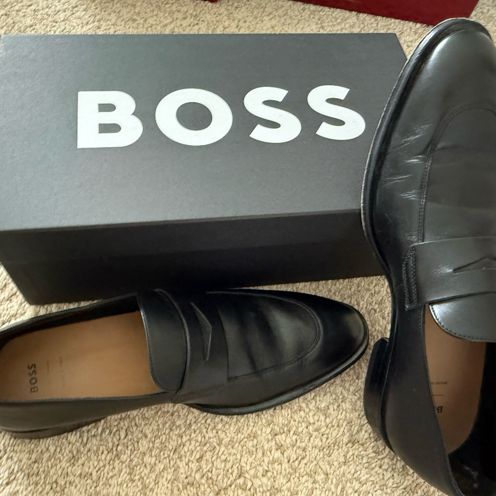 BOSS Derrek loafer, men's dress shoes, black, size 10 (UK 9)